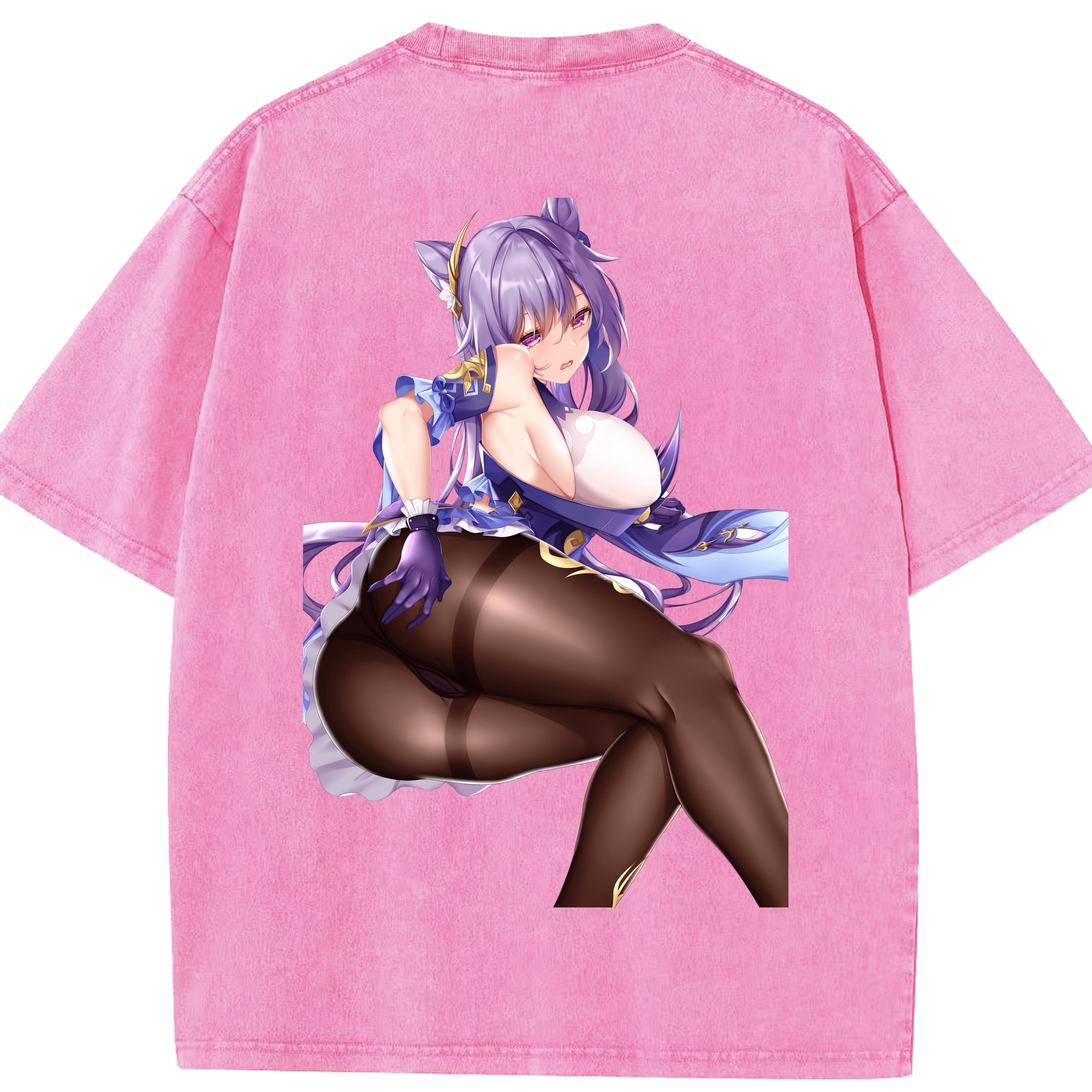 げんし神 刻晴 こくせい genshin Kokusei 綿100% ヴィンテージ風 半袖Tシャツ（背面プリント）